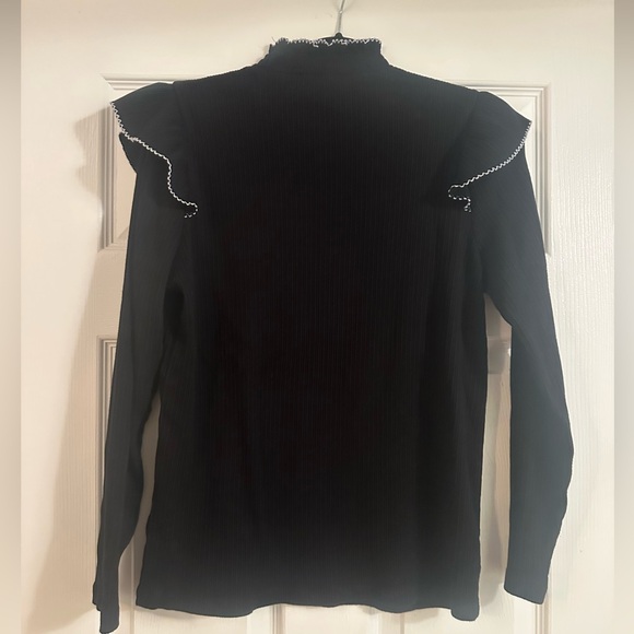 Loft Pointelle Ribbed Ruffle Top - Picture 5 of 5